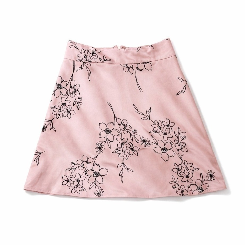 5-7-9 Floral Mini Skirt Womens Medium Pink Good A-Line Back Zip Casual y2k